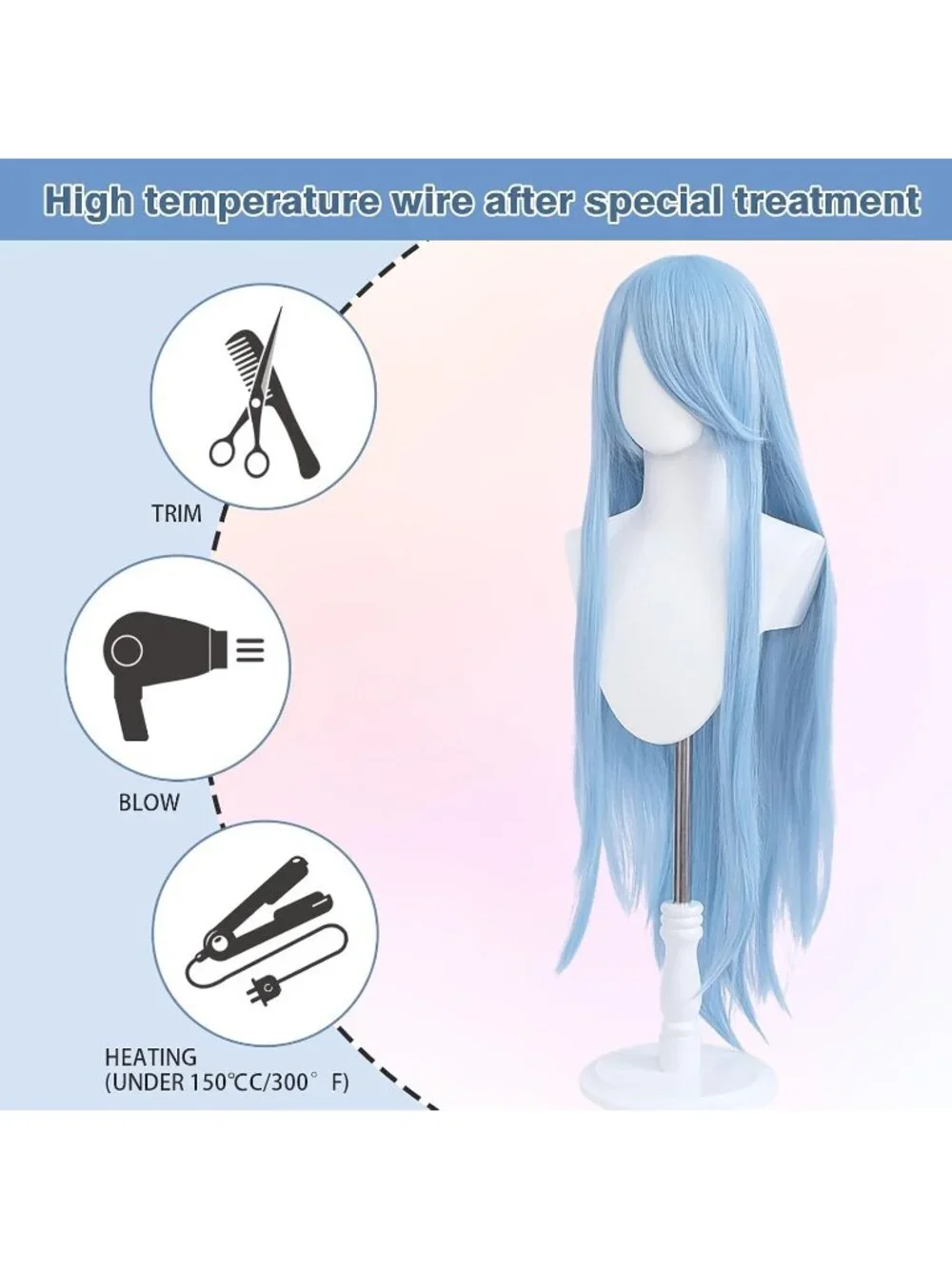 Women's Solid Black 100 Cm Heat Resistant Universal Straight Costume Long Wigs